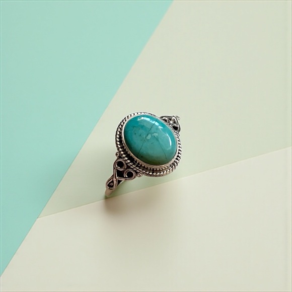 Minty Green Turquoise sterling Ring, 9 - Picture 6 of 6